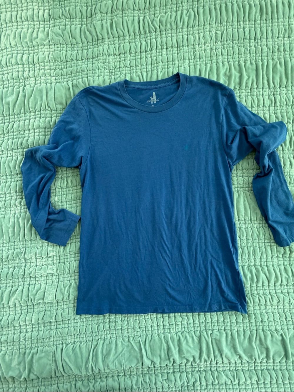 johnnie-O Men's Long Sleeve Crewneck Shirt - Teal Blue-Med
